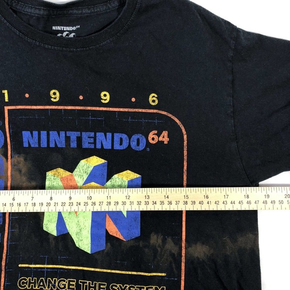 NINTENDO 64 SHIRT MENS SMALL FADED BLACK SHORT SLEEVE RETRO LOGO TEE HAS HOLE - Picture 12 of 13